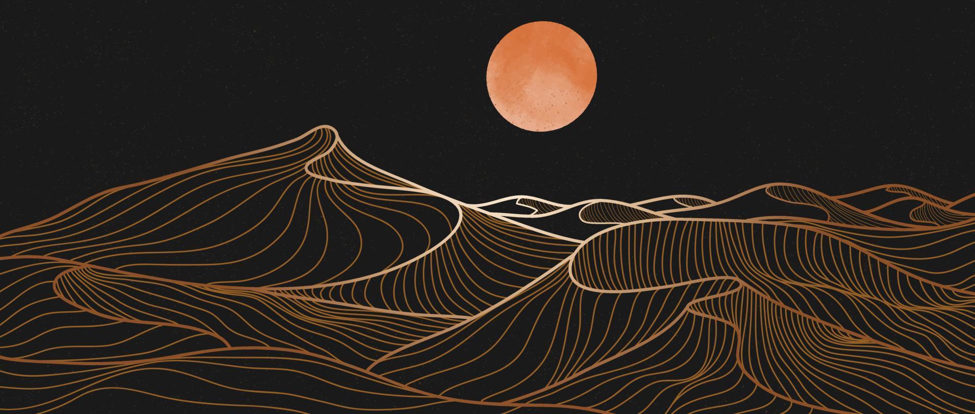 impresión de arte de línea de desierto de montaña. abstracto montaña contemporáneo estética fondos paisajes. ilustraciones vectoriales vector
