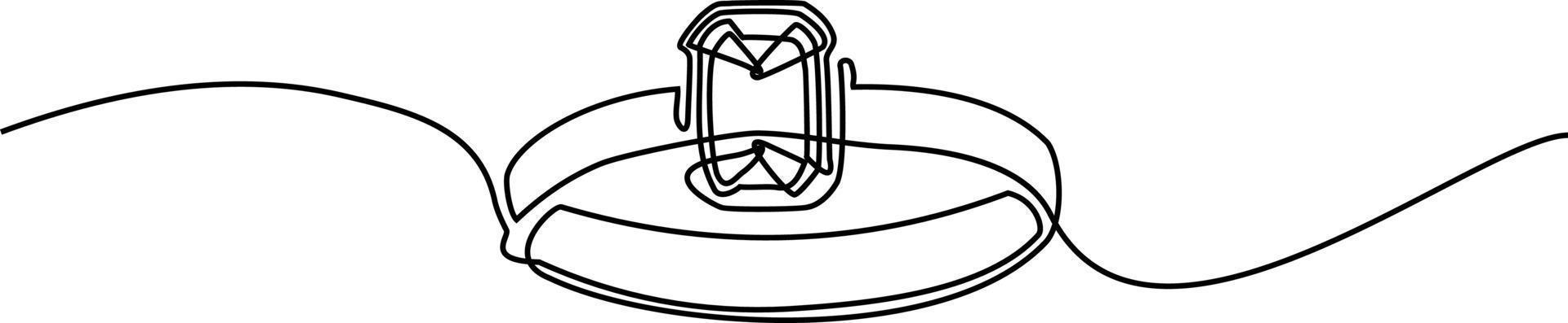 Ring, line drawing style. Continuous line drawing. Ring with stone. Valentine's day. Template for love cards and invitations vector