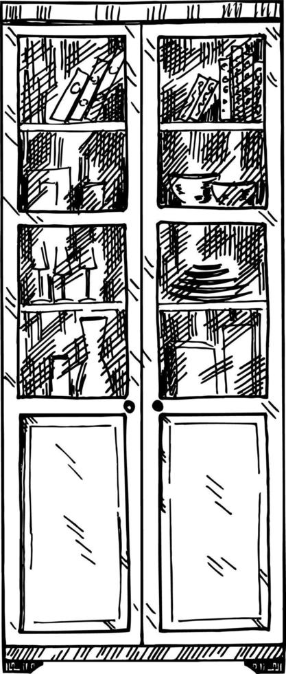 Bookshelves sketch. Library book vector