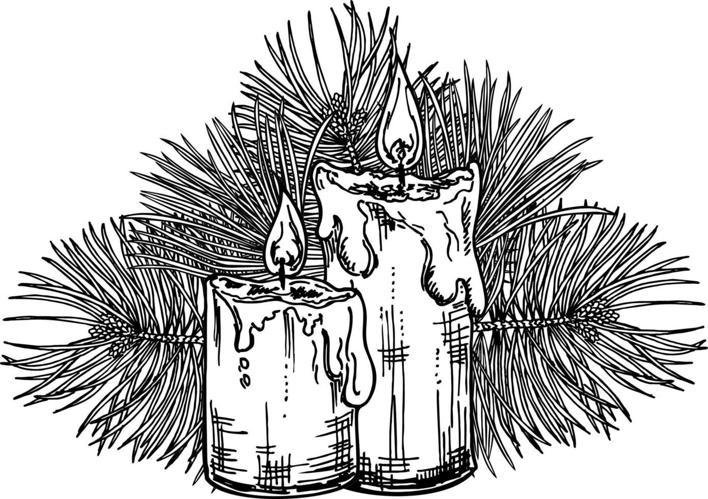 Christmas candles sketch vector