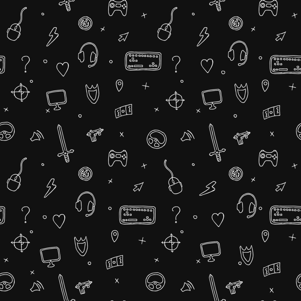 seamless pattern with gaming icons vector