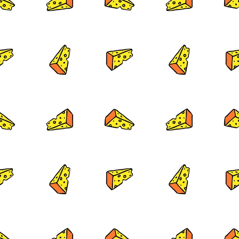 seamless cheese pattern. Doodlr vector pattern with cheese icons. Colored cheese background