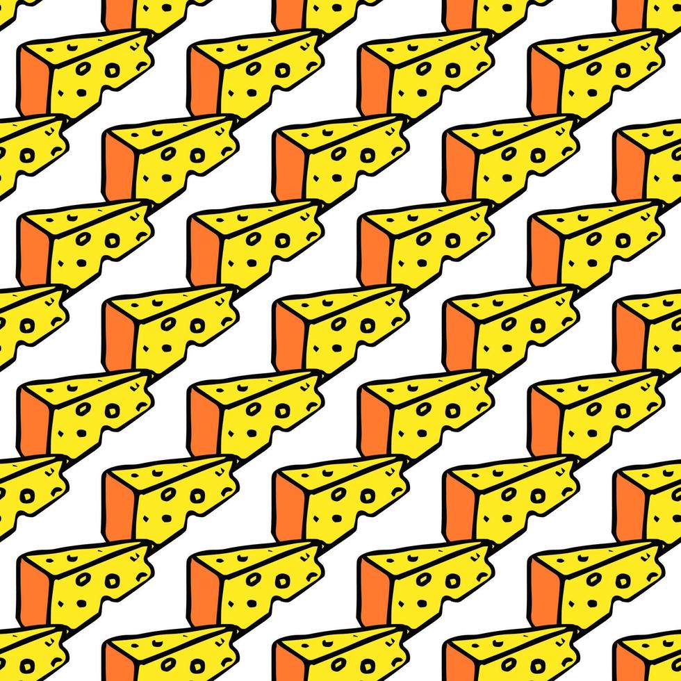 seamless cheese pattern. Doodlr vector pattern with cheese icons. Colored cheese background
