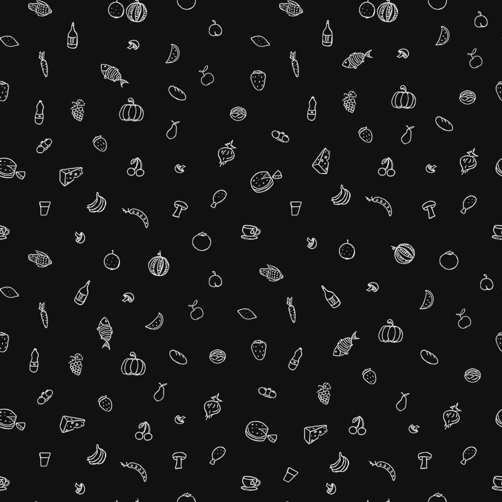 Seamless food pattern. Doodle pattern with food icons. Food background vector