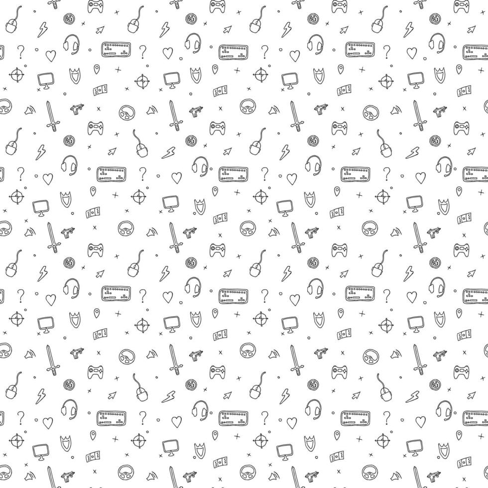 seamless pattern with gaming icons vector
