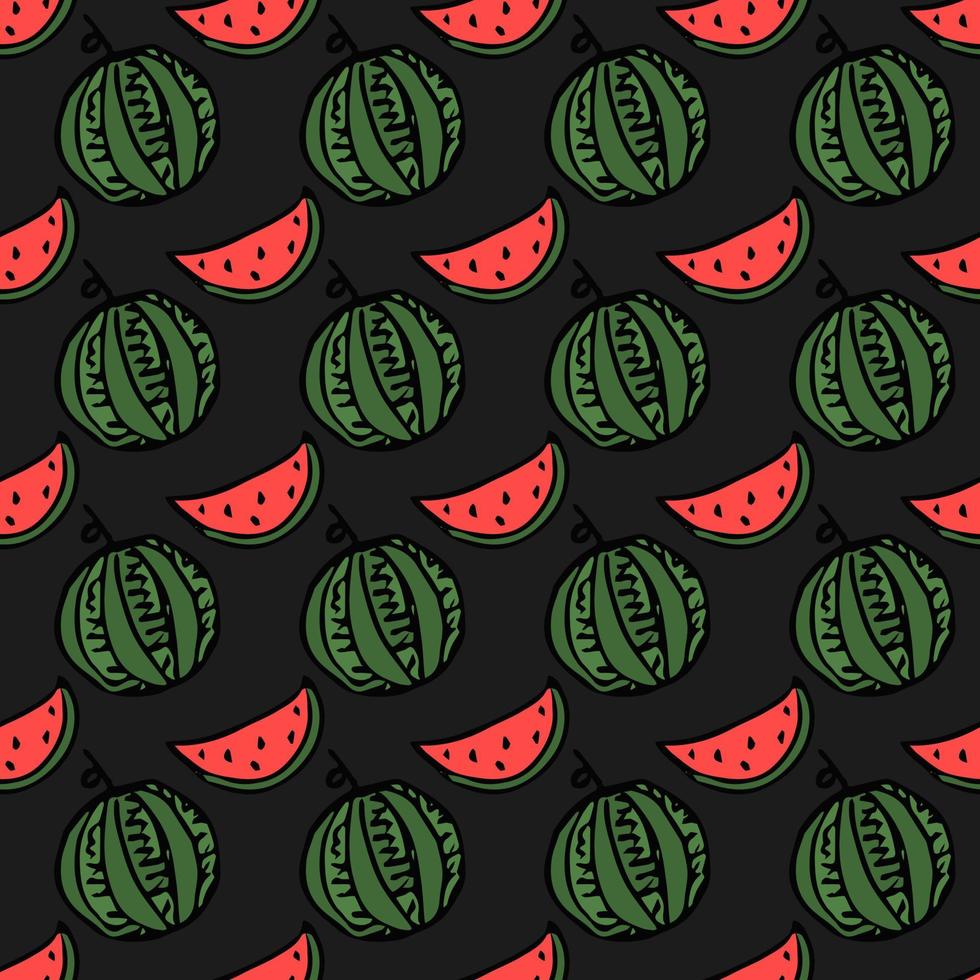 seamless watermelon pattern. vector doodle illustration with watermelon. pattern with red watermelon