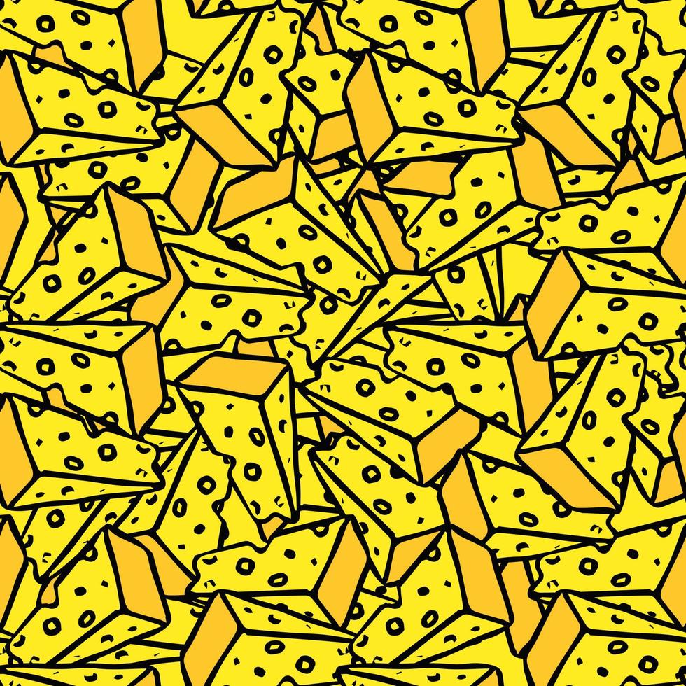 seamless cheese pattern. Doodlr vector pattern with cheese icons. Colored cheese background