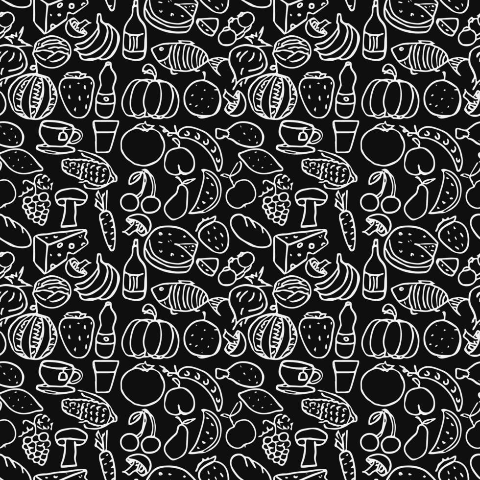 Seamless food pattern. Doodle pattern with food icons. Food background vector