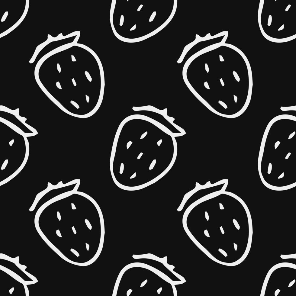Seamless strawberries pattern. Doodle vector with strawberries icons. Vintage strawberries pattern