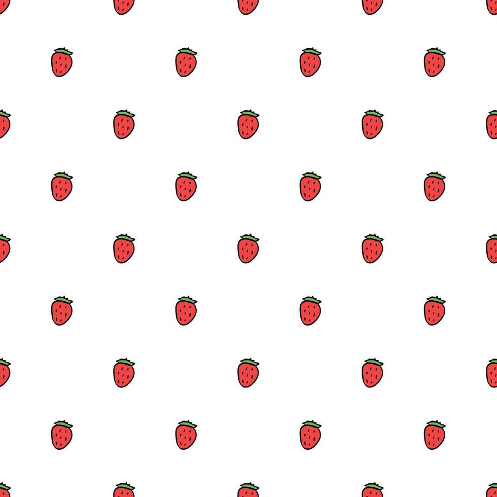 Seamless strawberries pattern. Doodle vector with red strawberries icons. Vintage strawberries pattern
