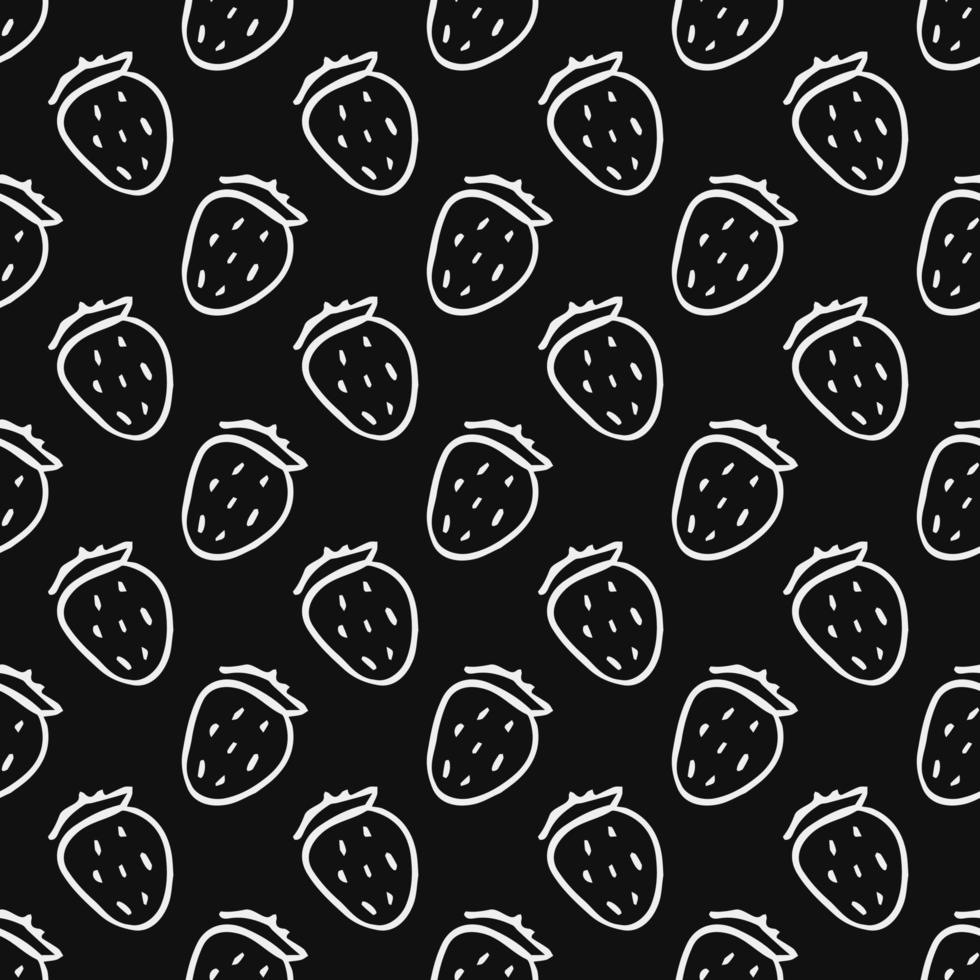 Seamless strawberries pattern. Doodle vector with strawberries icons. Vintage strawberries pattern