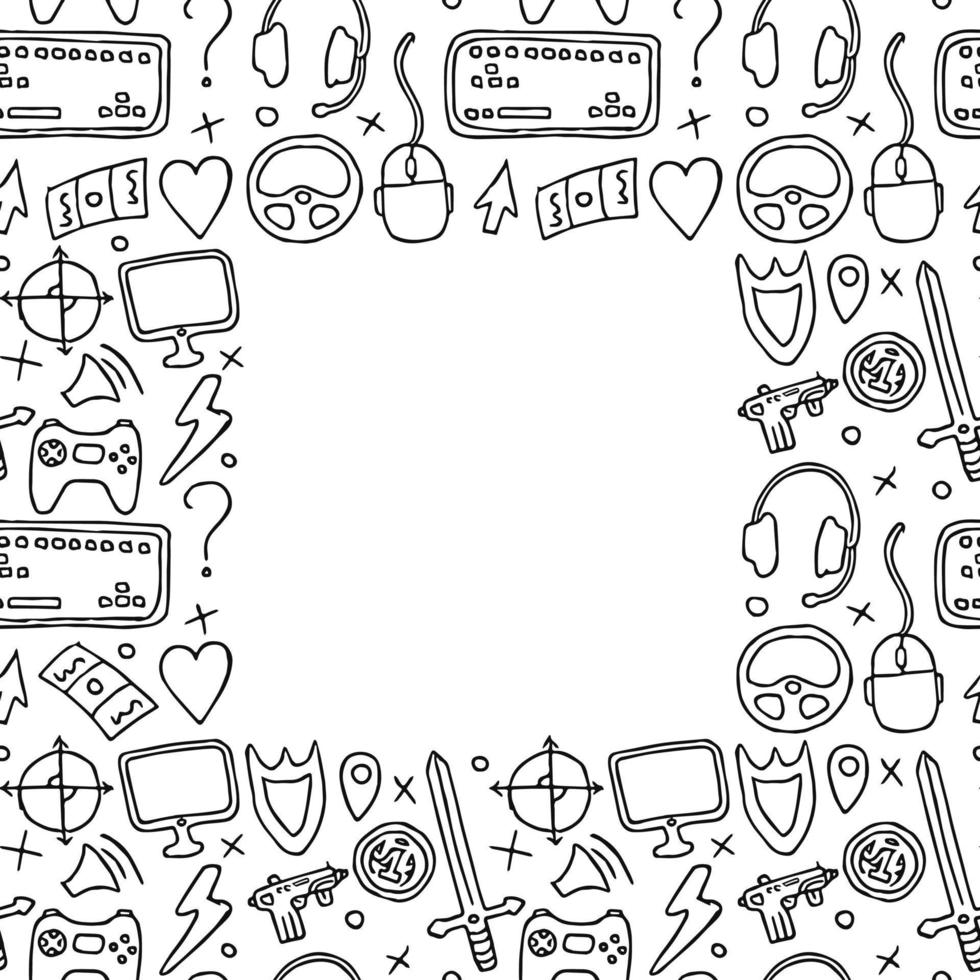 seamless pattern with gaming icons and place for text vector