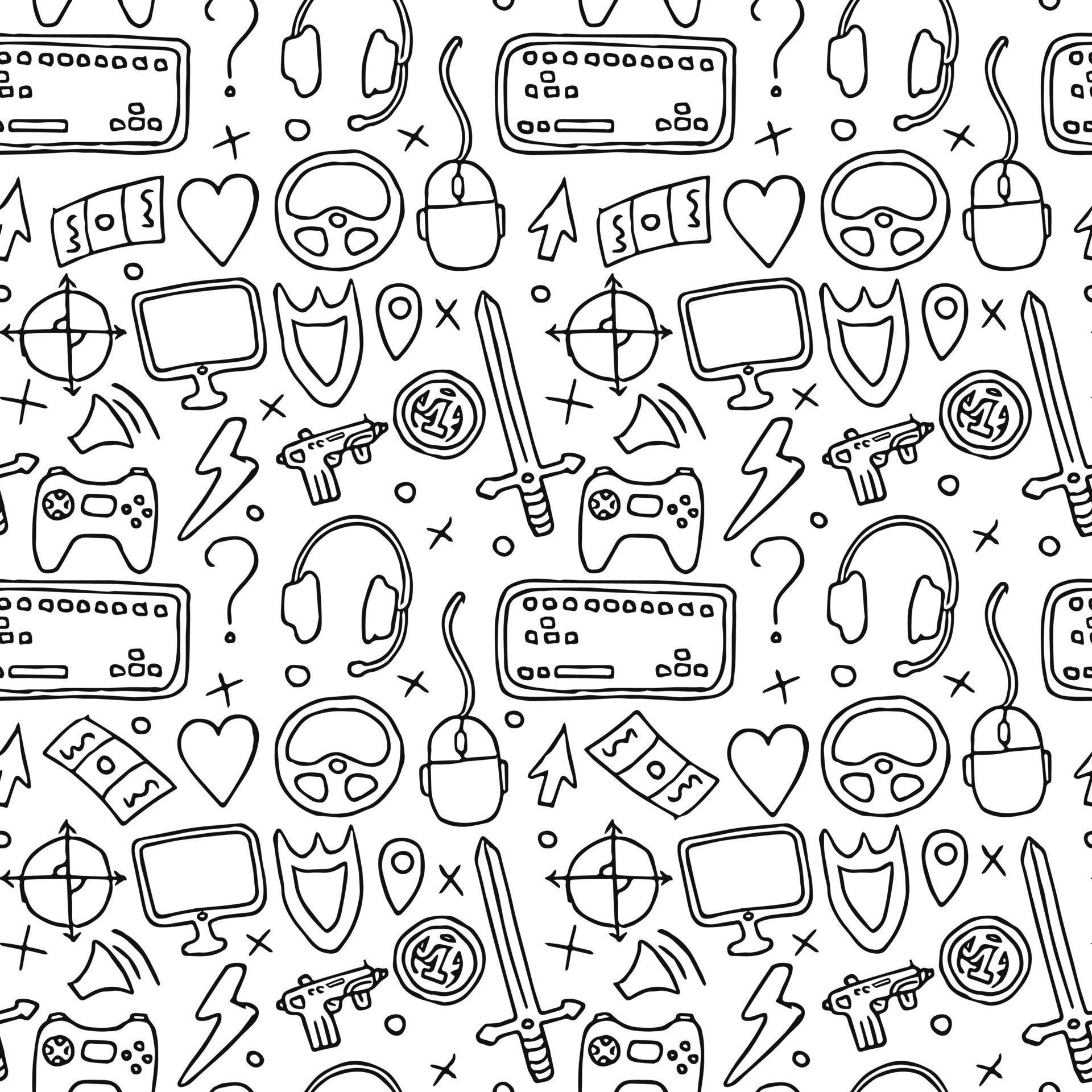 seamless pattern with gaming icons 8143754 Vector Art at Vecteezy
