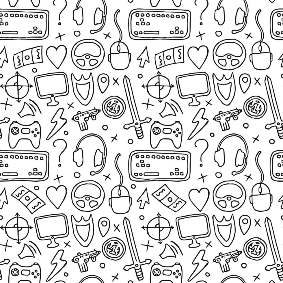 seamless pattern with gaming icons vector