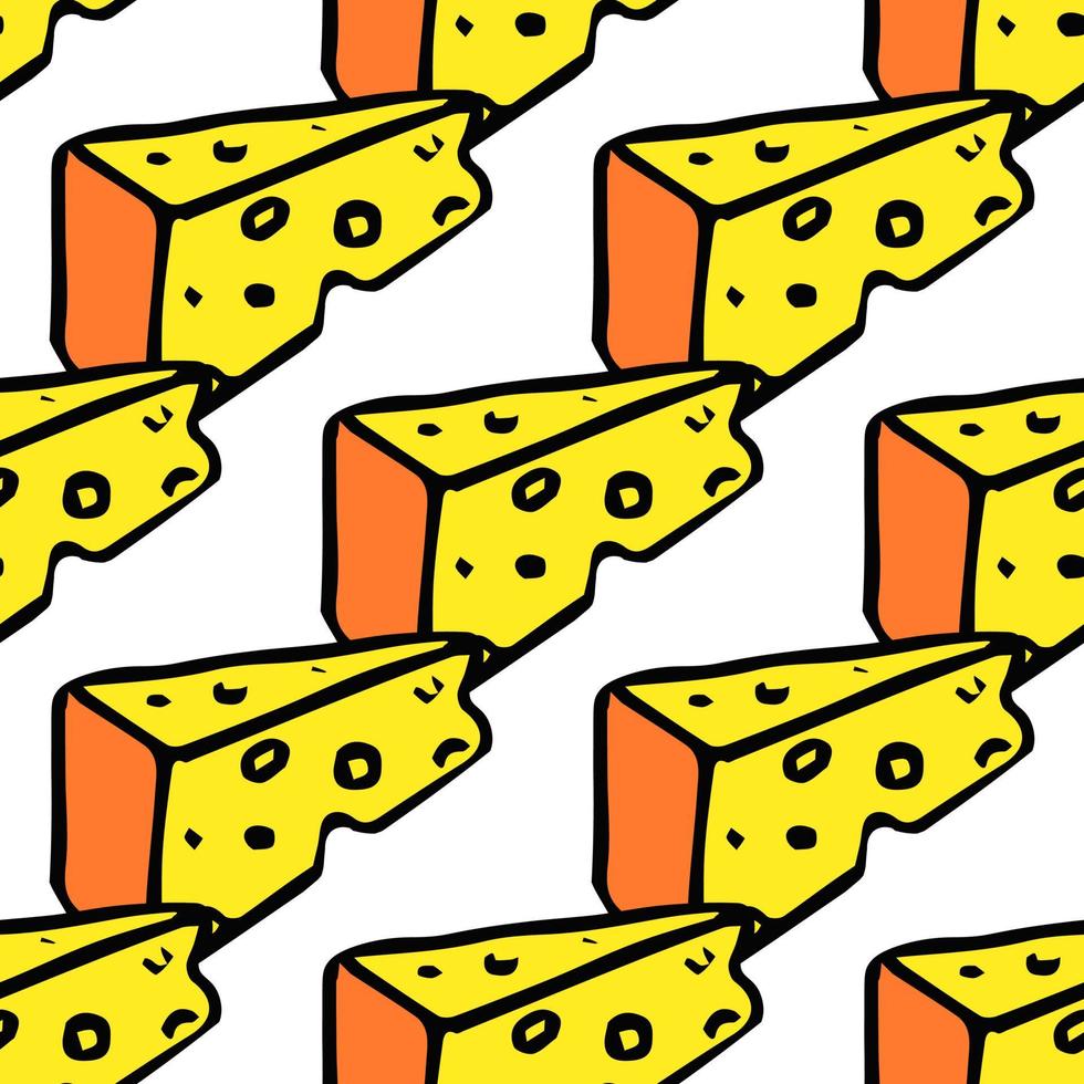 seamless cheese pattern. Doodlr vector pattern with cheese icons. Colored cheese background