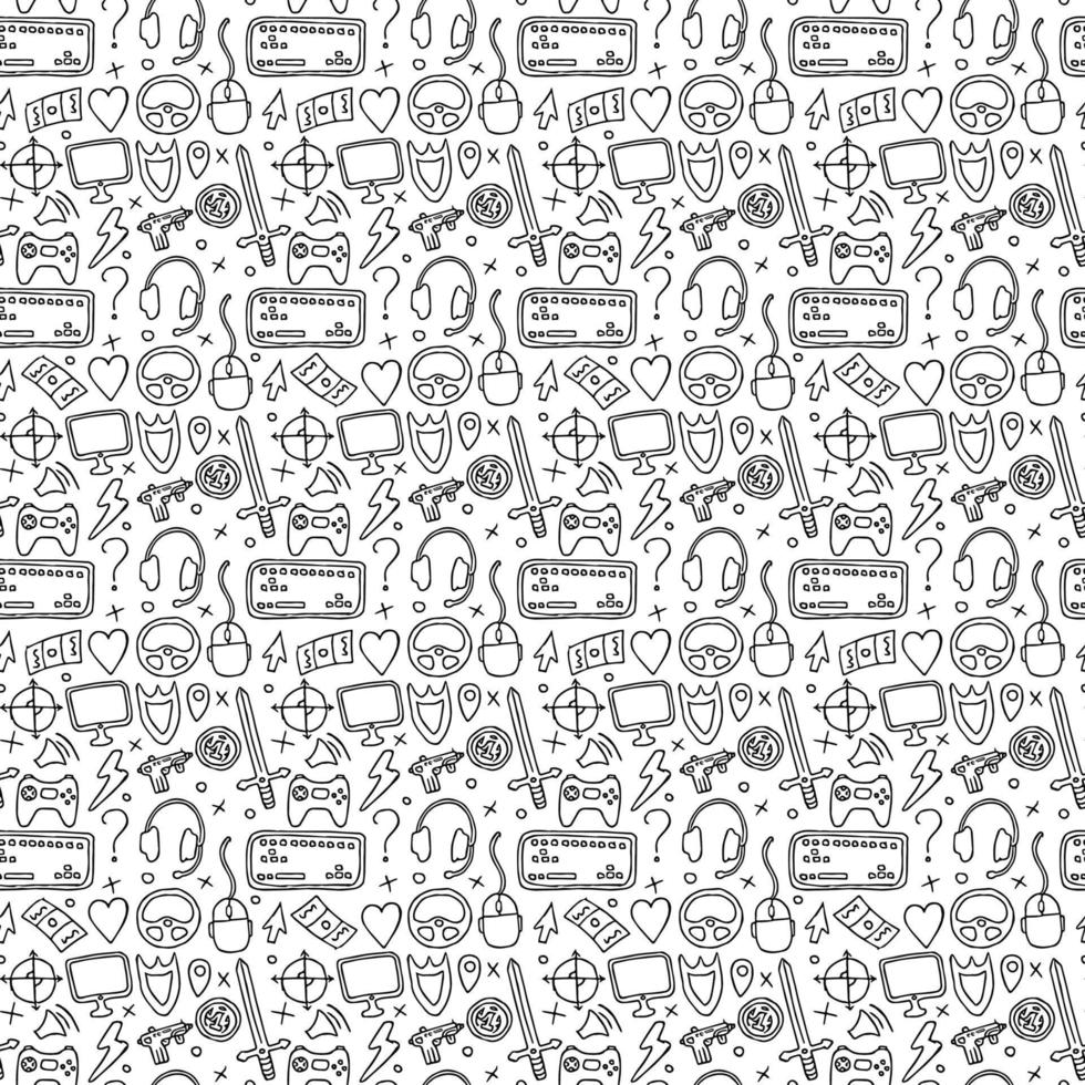 seamless pattern with gaming icons vector