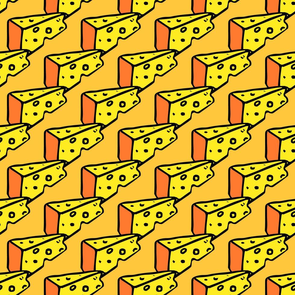 seamless cheese pattern. Doodlr vector pattern with cheese icons. Colored cheese background