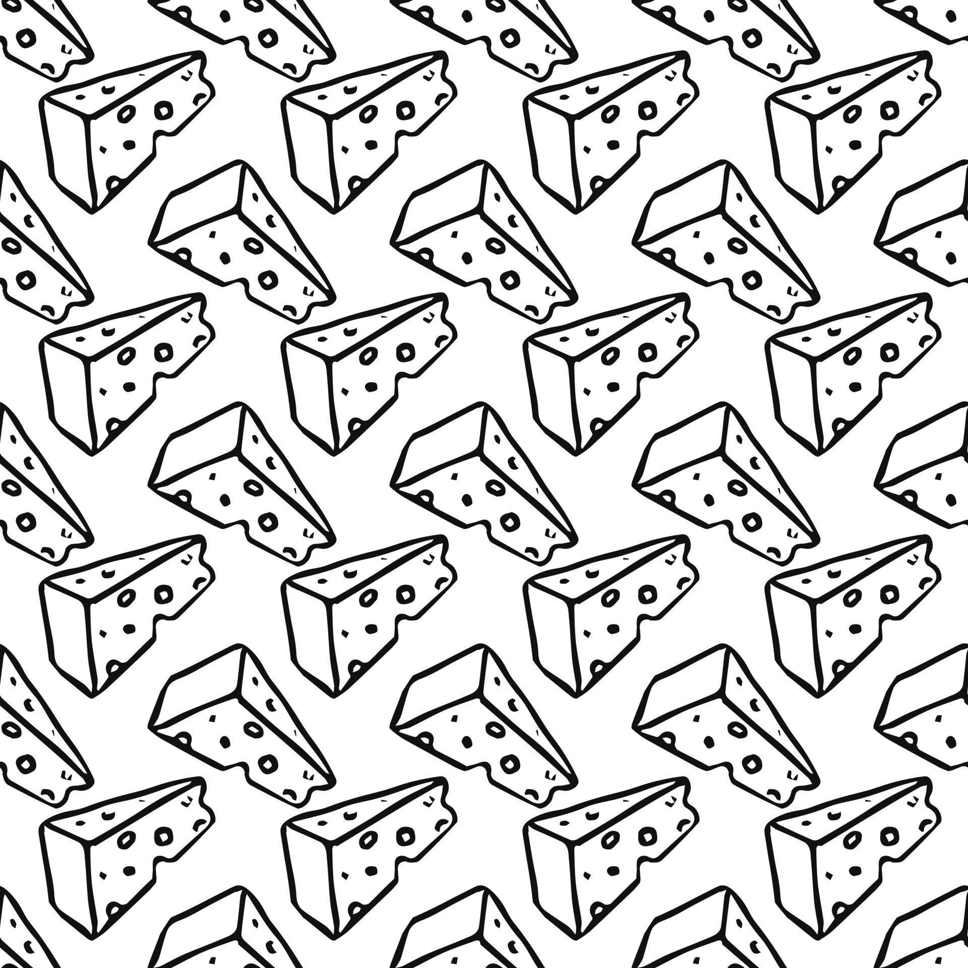 seamless cheese pattern. Doodle vector pattern with cheese icons