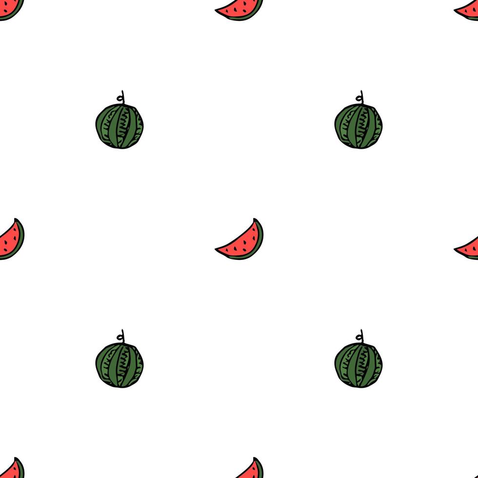 seamless watermelon pattern. vector doodle illustration with watermelon. pattern with red watermelon