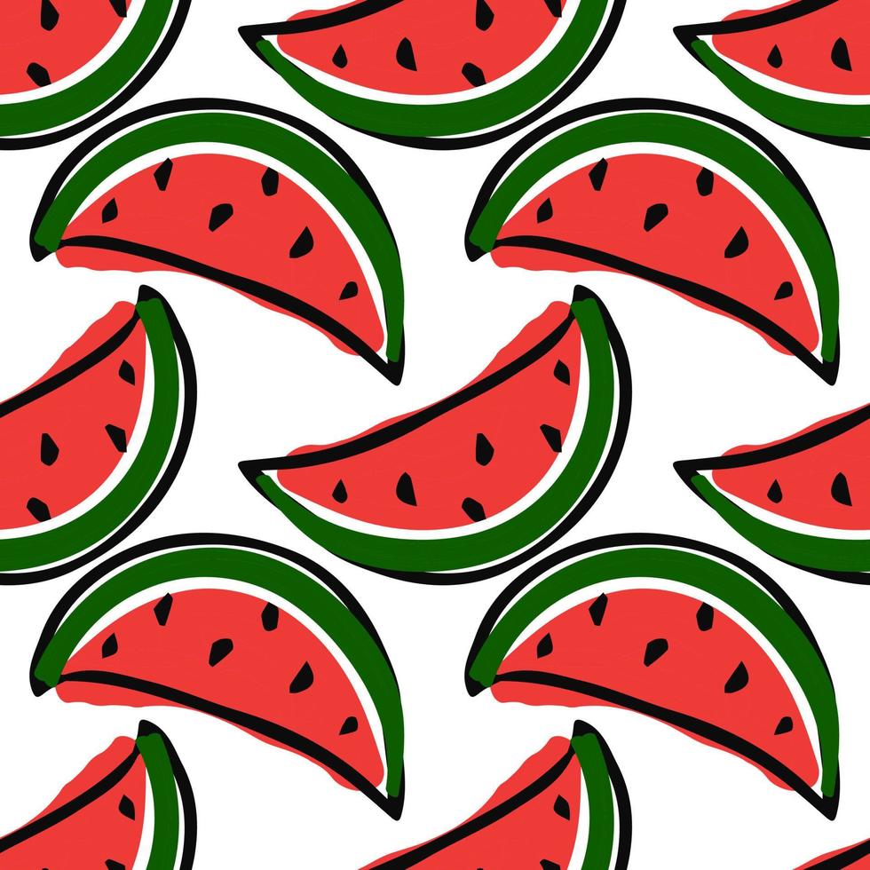 seamless watermelon pattern. vector doodle illustration with watermelon. pattern with red watermelon