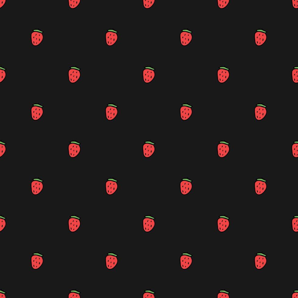 Seamless strawberries pattern. Doodle vector with red strawberries icons. Vintage strawberries pattern