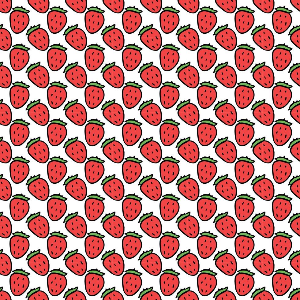 Seamless strawberries pattern. Doodle vector with red strawberries icons. Vintage strawberries pattern