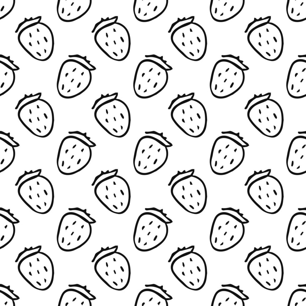 Seamless strawberries pattern. Doodle vector with strawberries icons. Vintage strawberries pattern