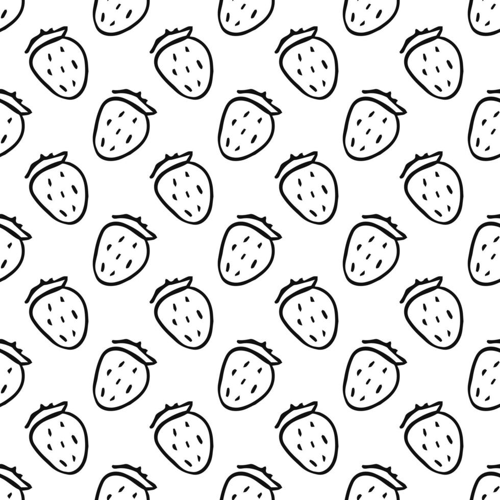 Seamless strawberries pattern. Doodle vector with strawberries icons. Vintage strawberries pattern