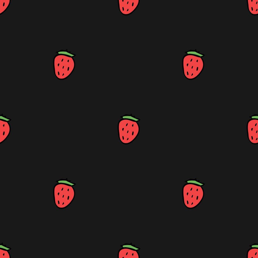 Seamless strawberries pattern. Doodle vector with red strawberries icons. Vintage strawberries pattern