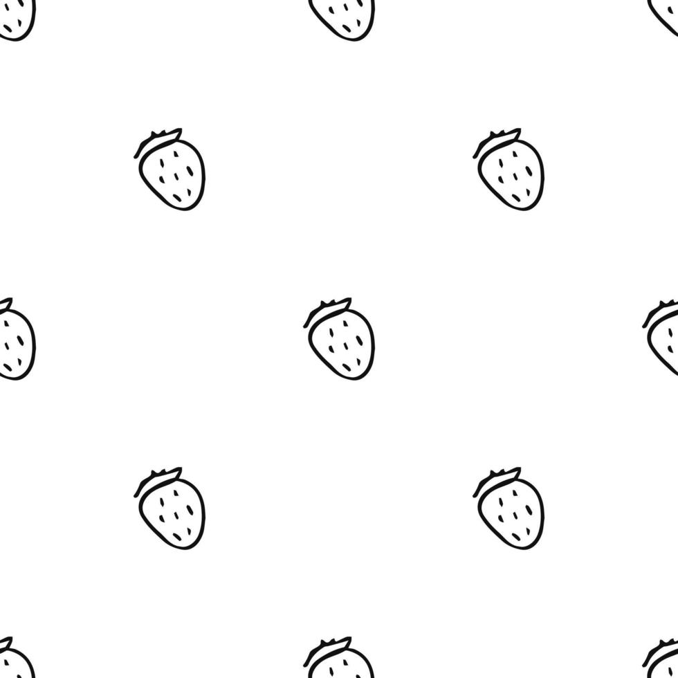 Seamless strawberries pattern. Doodle vector with strawberries icons. Vintage strawberries pattern