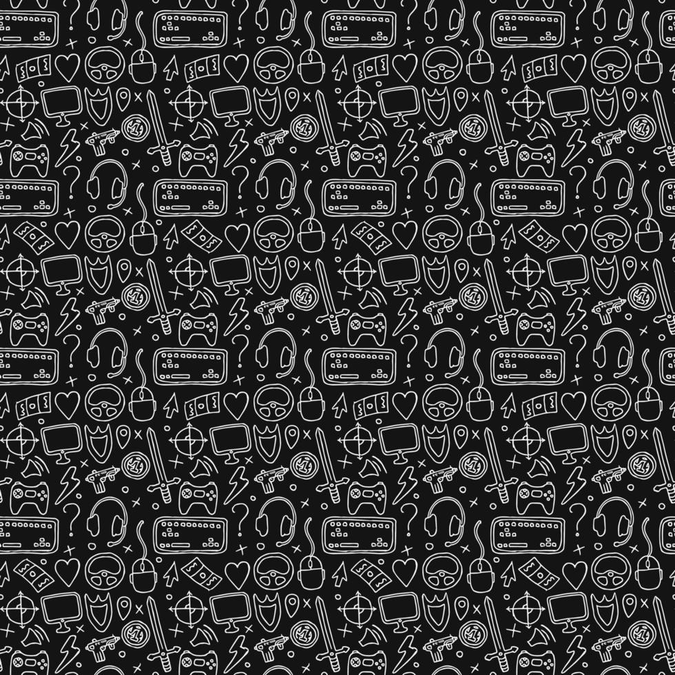 seamless pattern with gaming icons vector