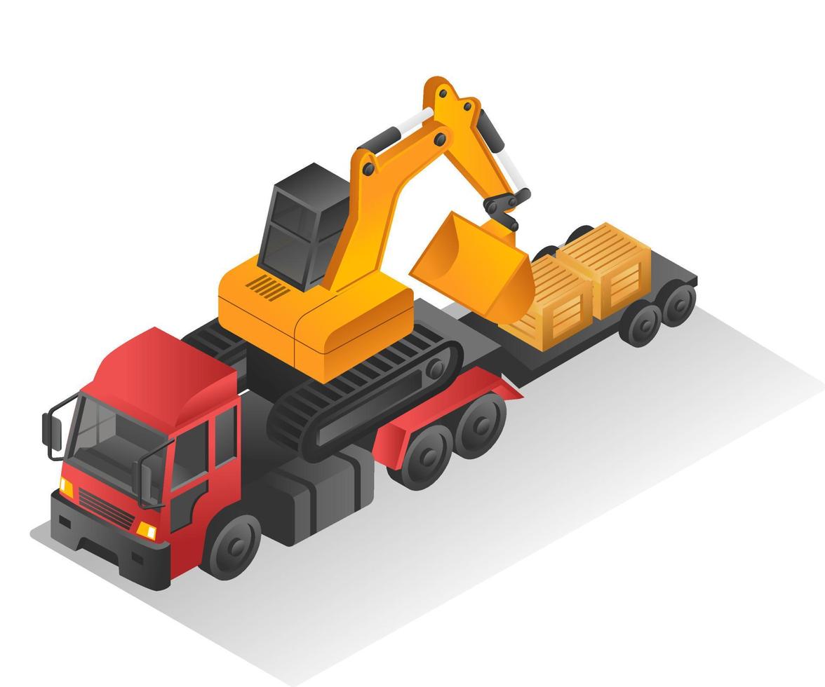 Flat isometric concept illustration. truck transporting beko vector
