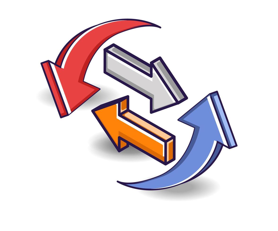 Flat isometric concept illustration. circulation symbol with arrow vector