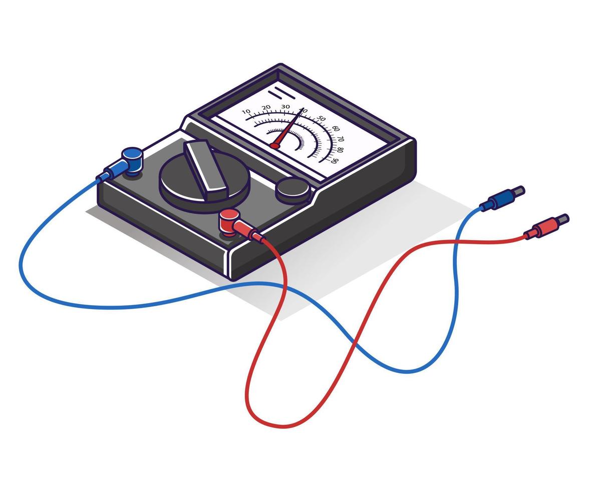 Flat isometric concept illustration. avo meter voltage detection device vector
