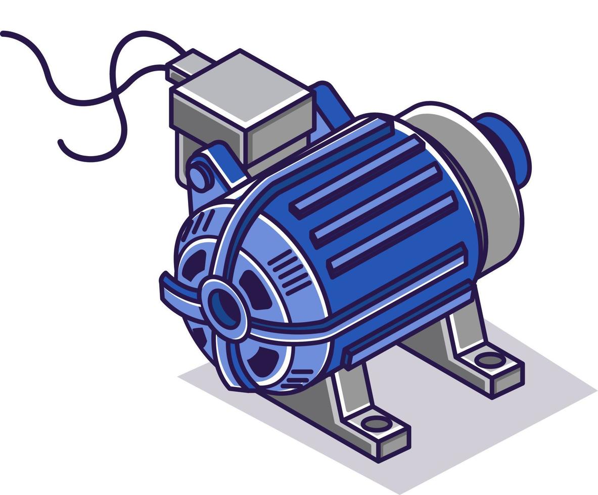 Flat isometric concept illustration. electronic electric water pump dynamo vector