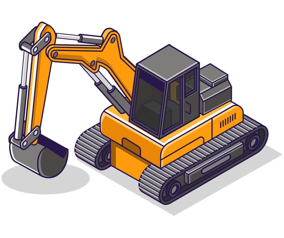 Flat isometric concept illustration. beko excavator vector