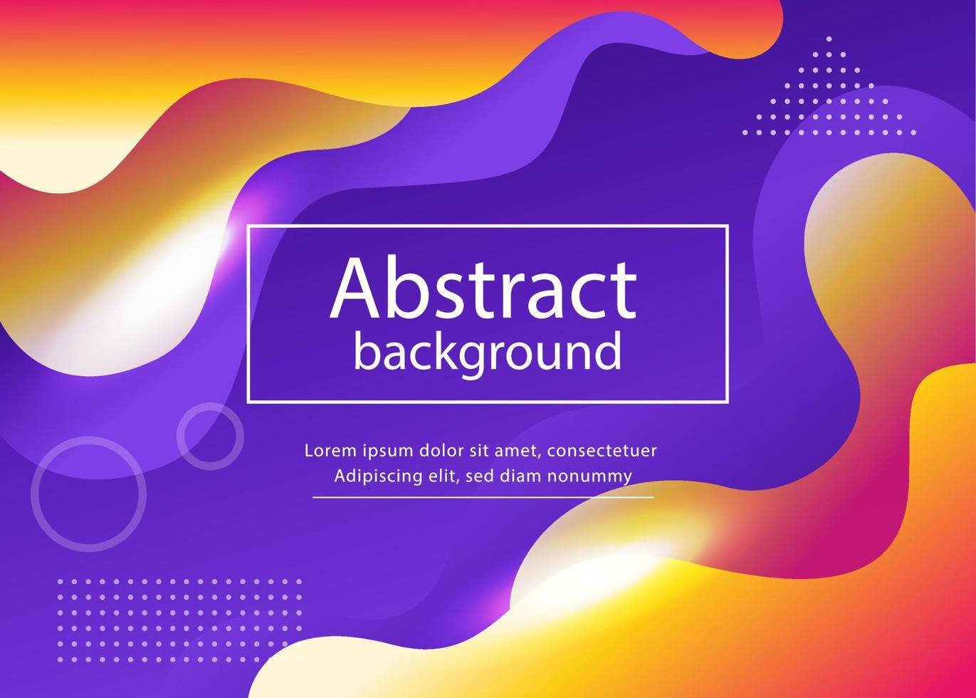 violet blue abstract liquid background with yellow purple lines and circles shapes vector