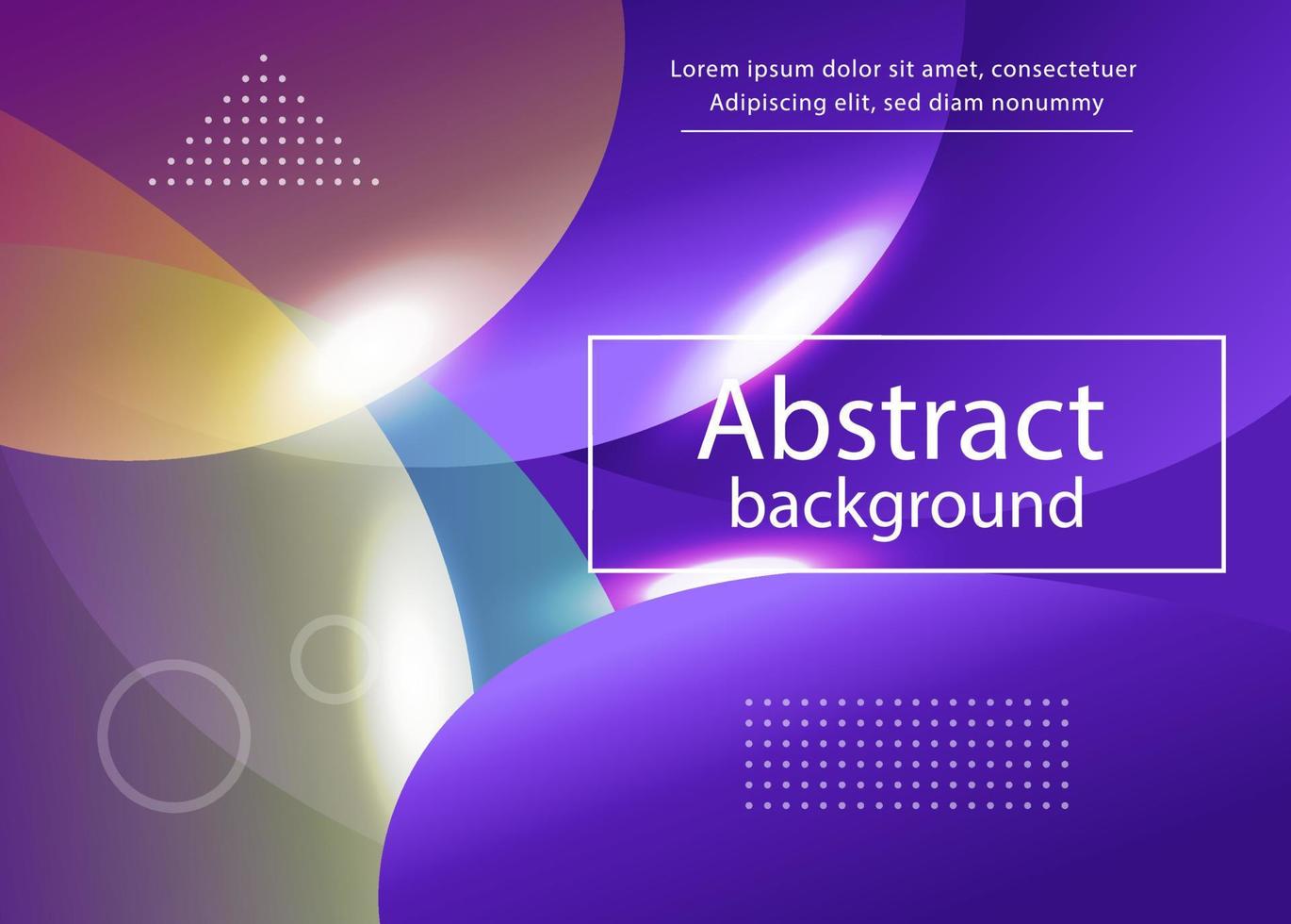 violet blue abstract liquid background with yellow purple lines and circles shapes vector