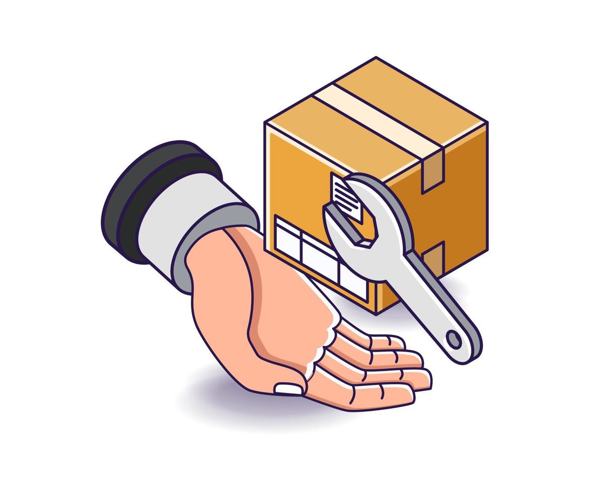 Flat isometric concept illustration. manage delivery data to consumers vector