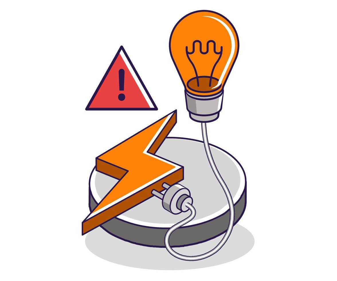 Flat isometric concept illustration. high voltage power warning vector