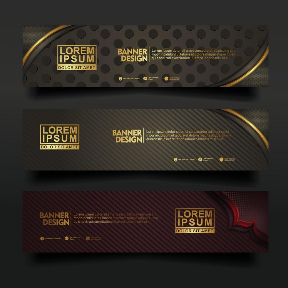 Set banner template design with luxury and elegant lines shape ornament effect on texture pattern background vector