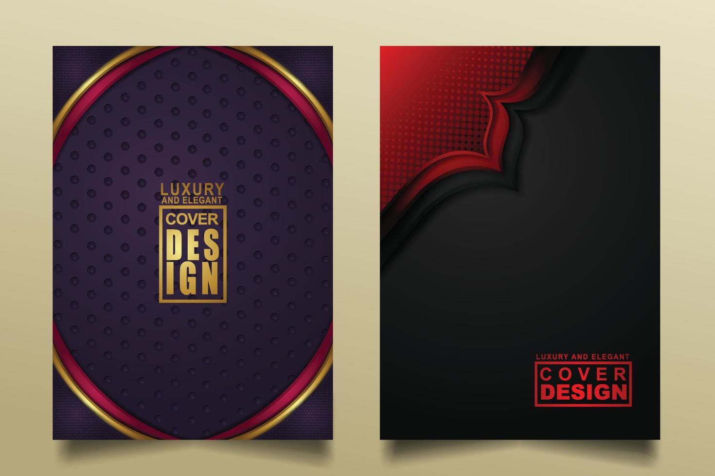 Set cover design template with Luxury and elegant flow lines overlap layers ornament and realistic texture on dark background vector