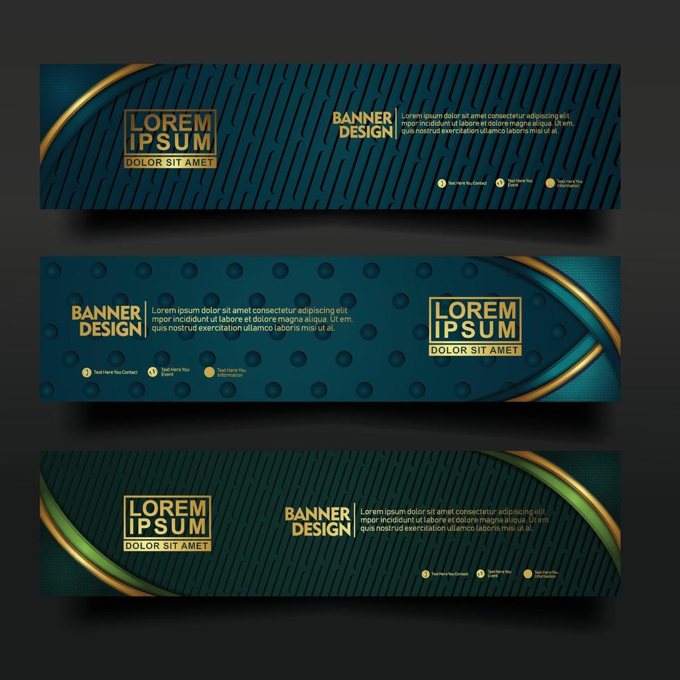 Set banner template design with luxury and elegant lines shape ornament effect on texture pattern background vector
