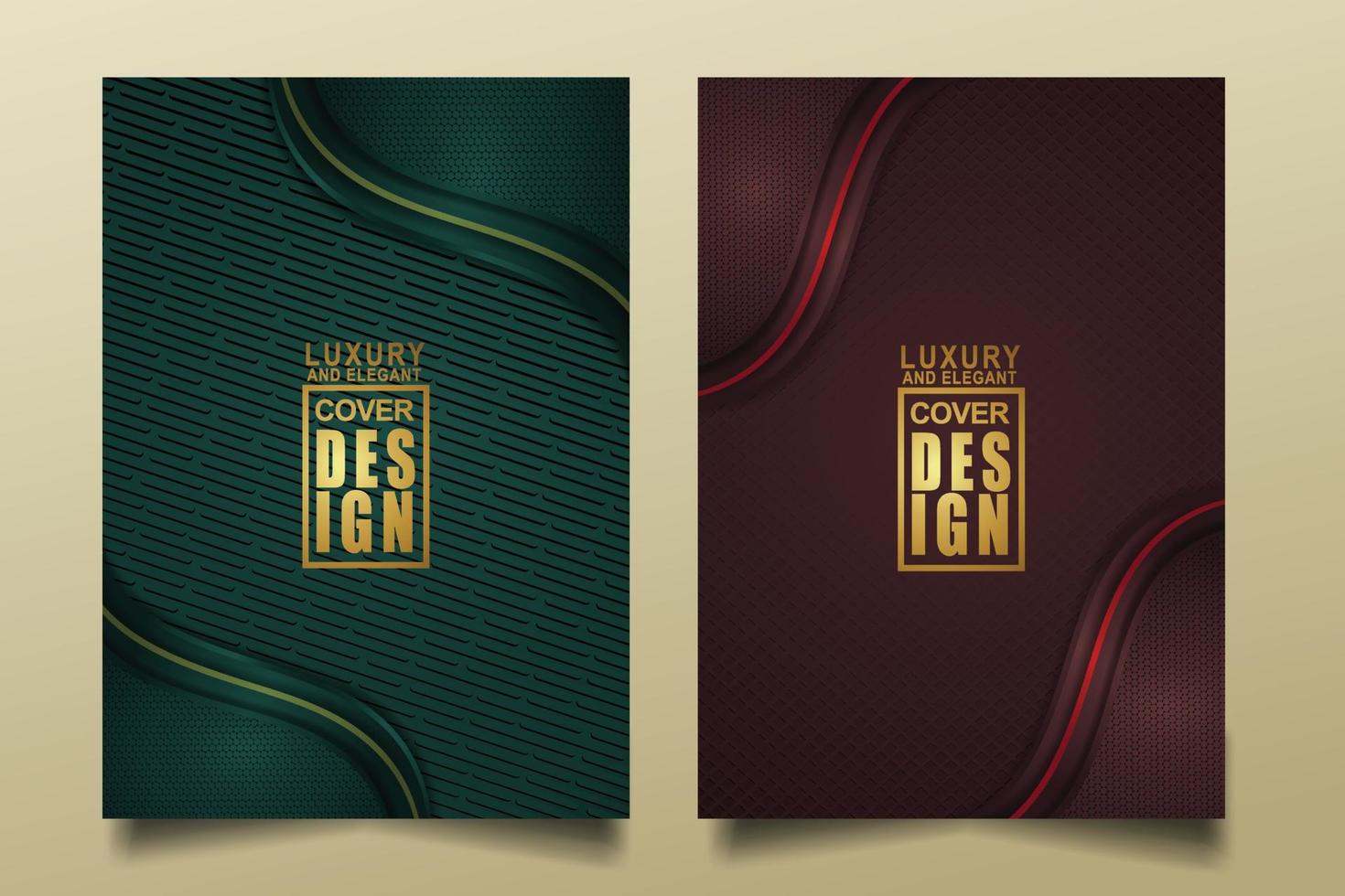 Set cover design template with Luxury and elegant flow lines overlap layers ornament and realistic texture on dark background vector