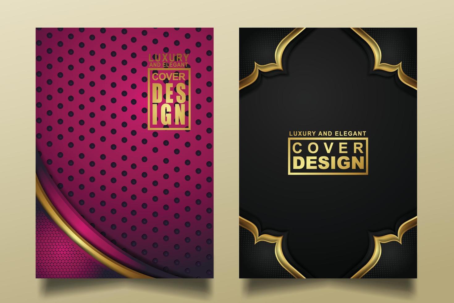 Set cover design template with Luxury and elegant flow lines overlap layers ornament and realistic texture on dark background vector