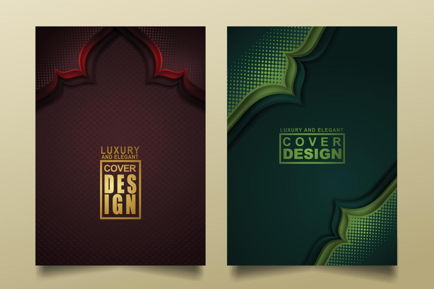 Set cover design template with Luxury and elegant flow lines overlap layers ornament and realistic texture on dark background vector