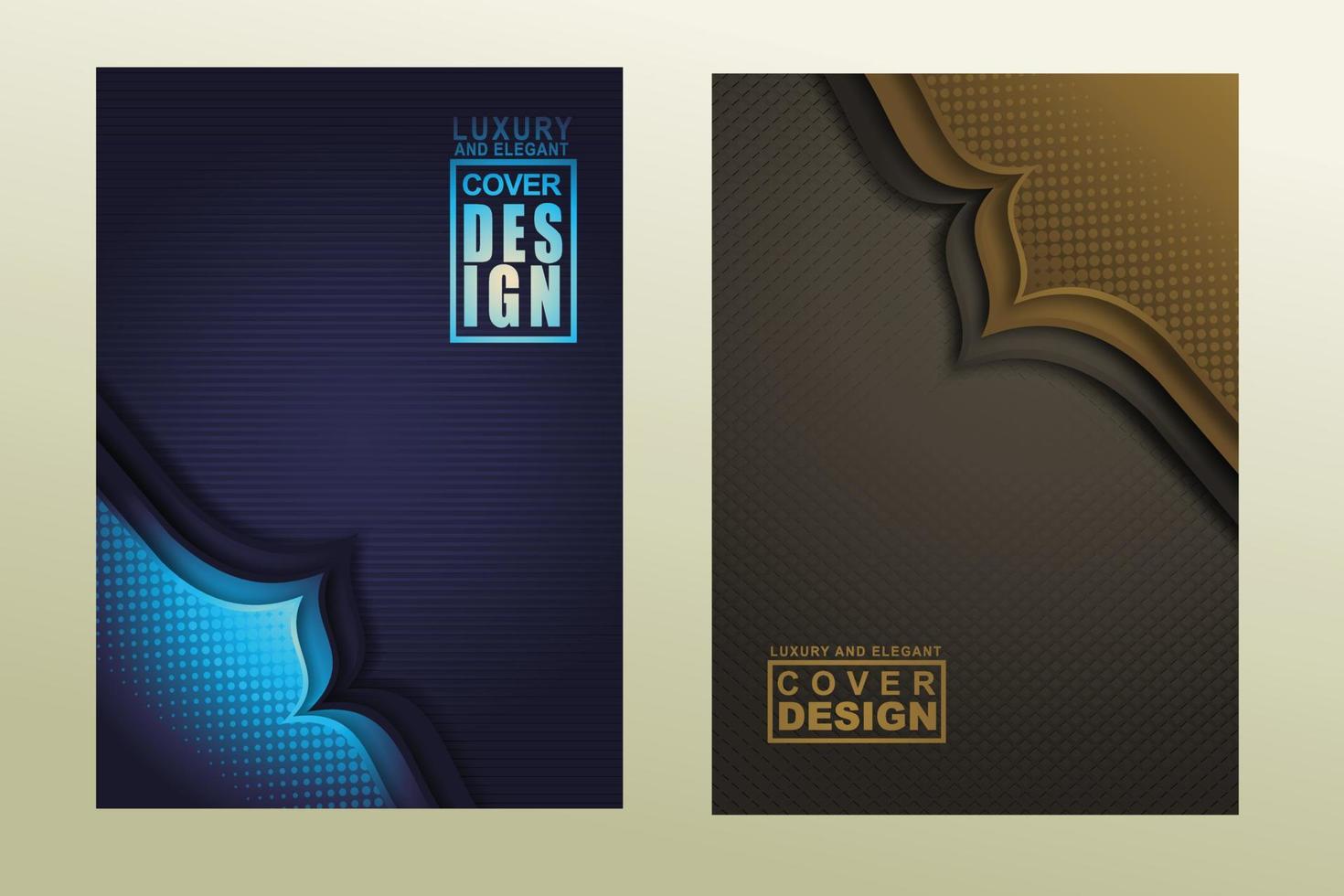 Set cover design template with Luxury and elegant flow lines overlap layers ornament and realistic texture on dark background vector