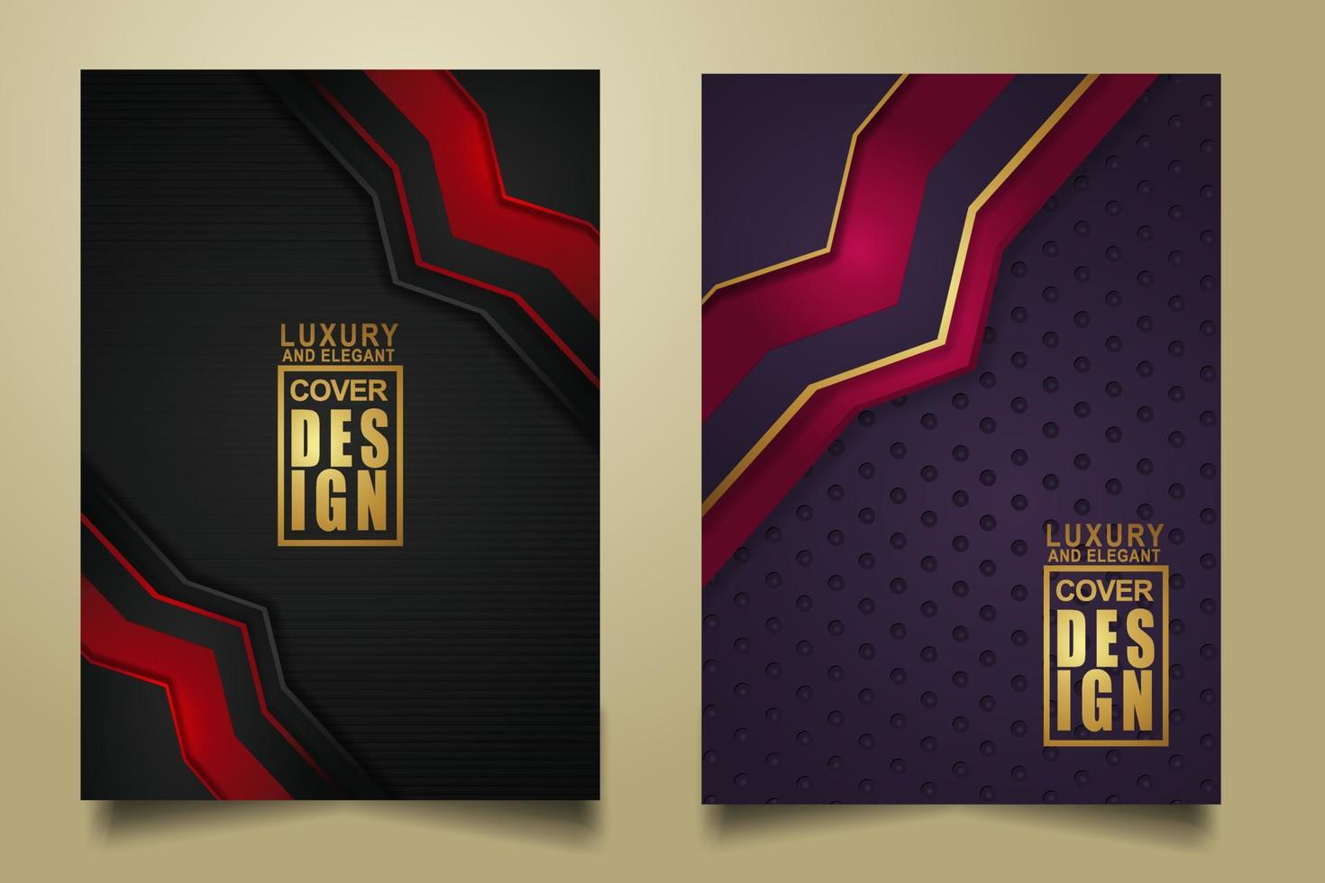 Set cover design template with Luxury and elegant flow lines overlap layers ornament and realistic texture on dark background vector