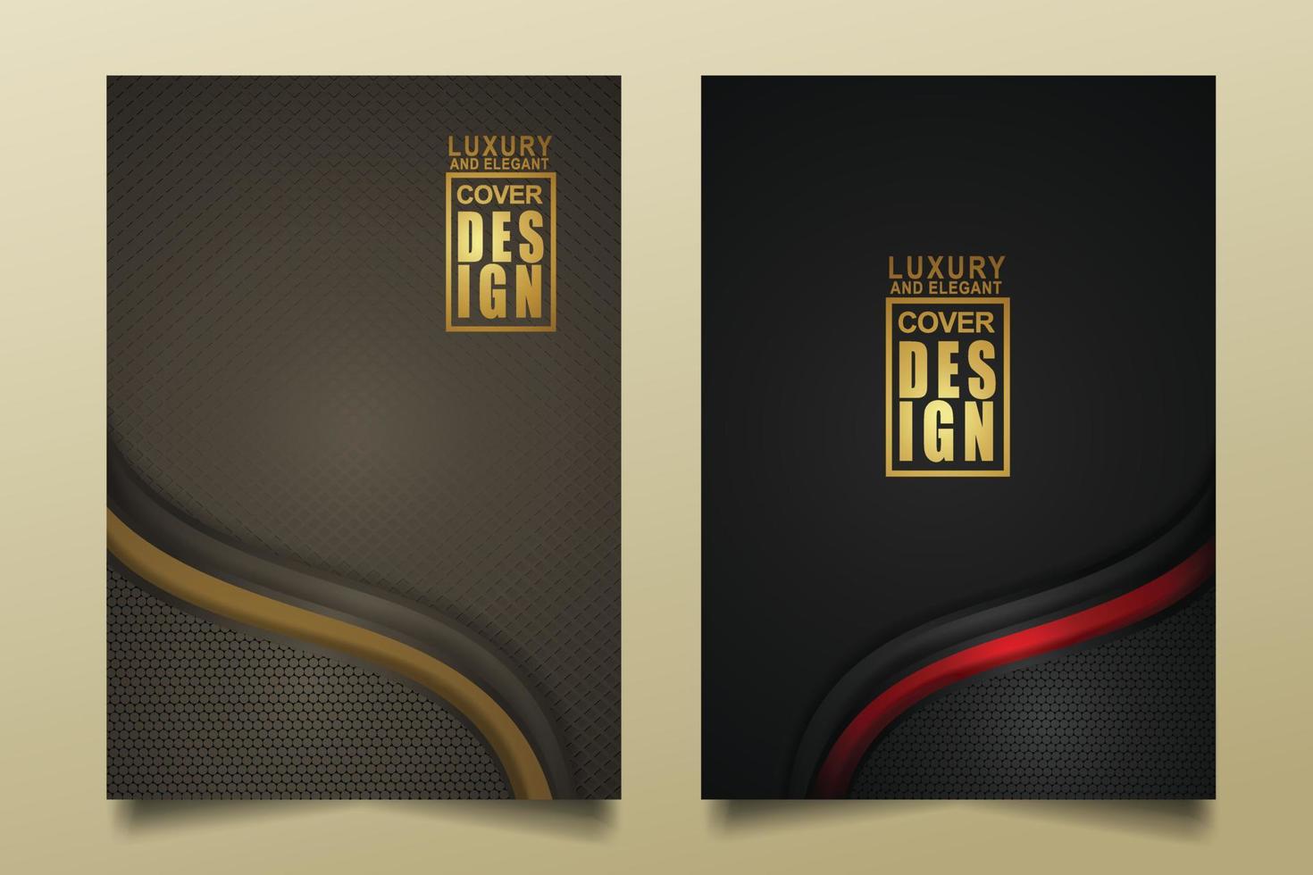 Set cover design template with Luxury and elegant flow lines overlap layers ornament and realistic texture on dark background vector