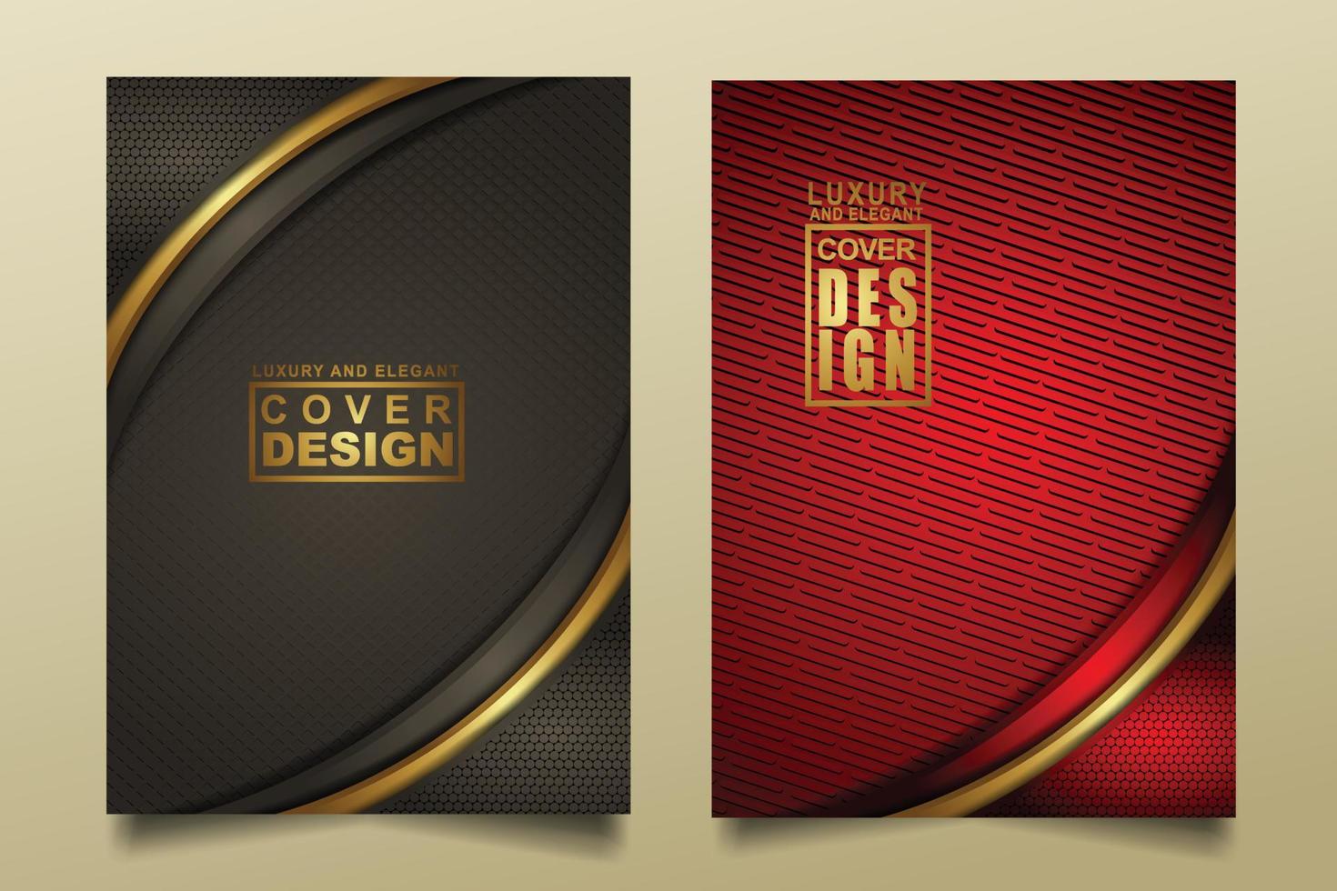 Set cover design template with Luxury and elegant flow lines overlap layers ornament and realistic texture on dark background vector